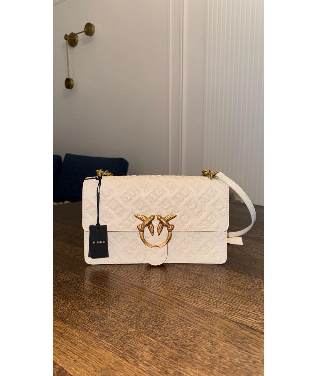 PINKO Белая кожаная сумка через плечо, фото 8