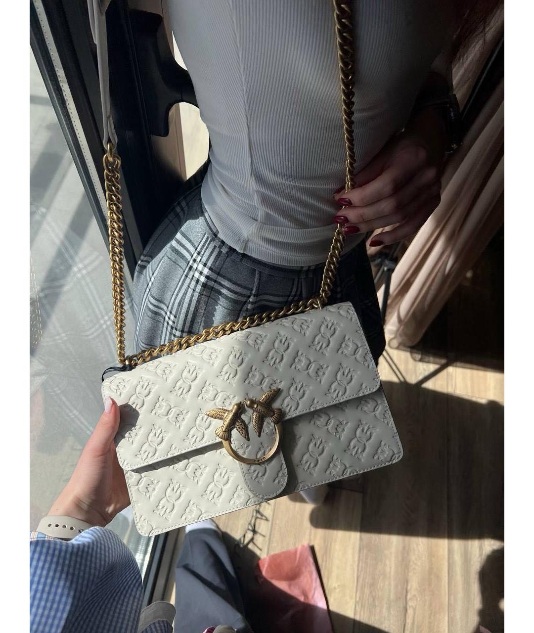 PINKO Белая кожаная сумка через плечо, фото 7