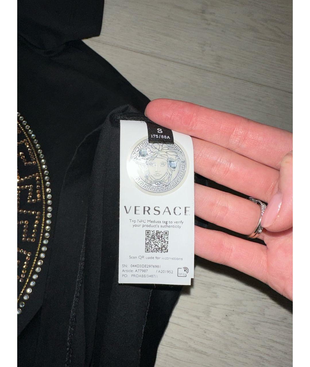 VERSACE Черная хлопковая футболка, фото 5