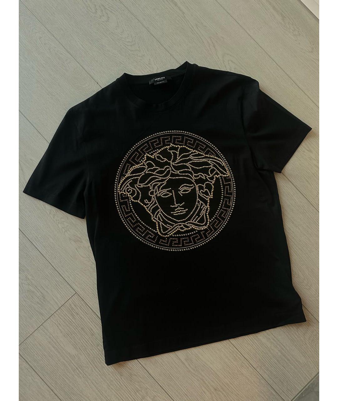 VERSACE Черная хлопковая футболка, фото 4