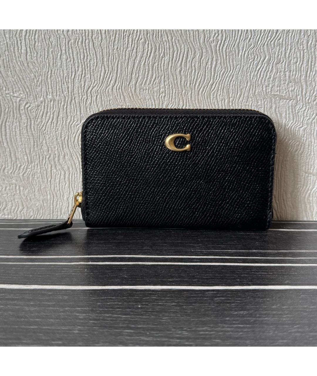 COACH Черный кожаный кошелек, фото 5