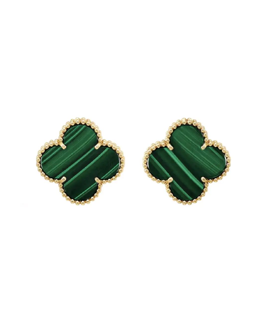 VAN CLEEF & ARPELS Зеленые серьги из желтого золота, фото 1