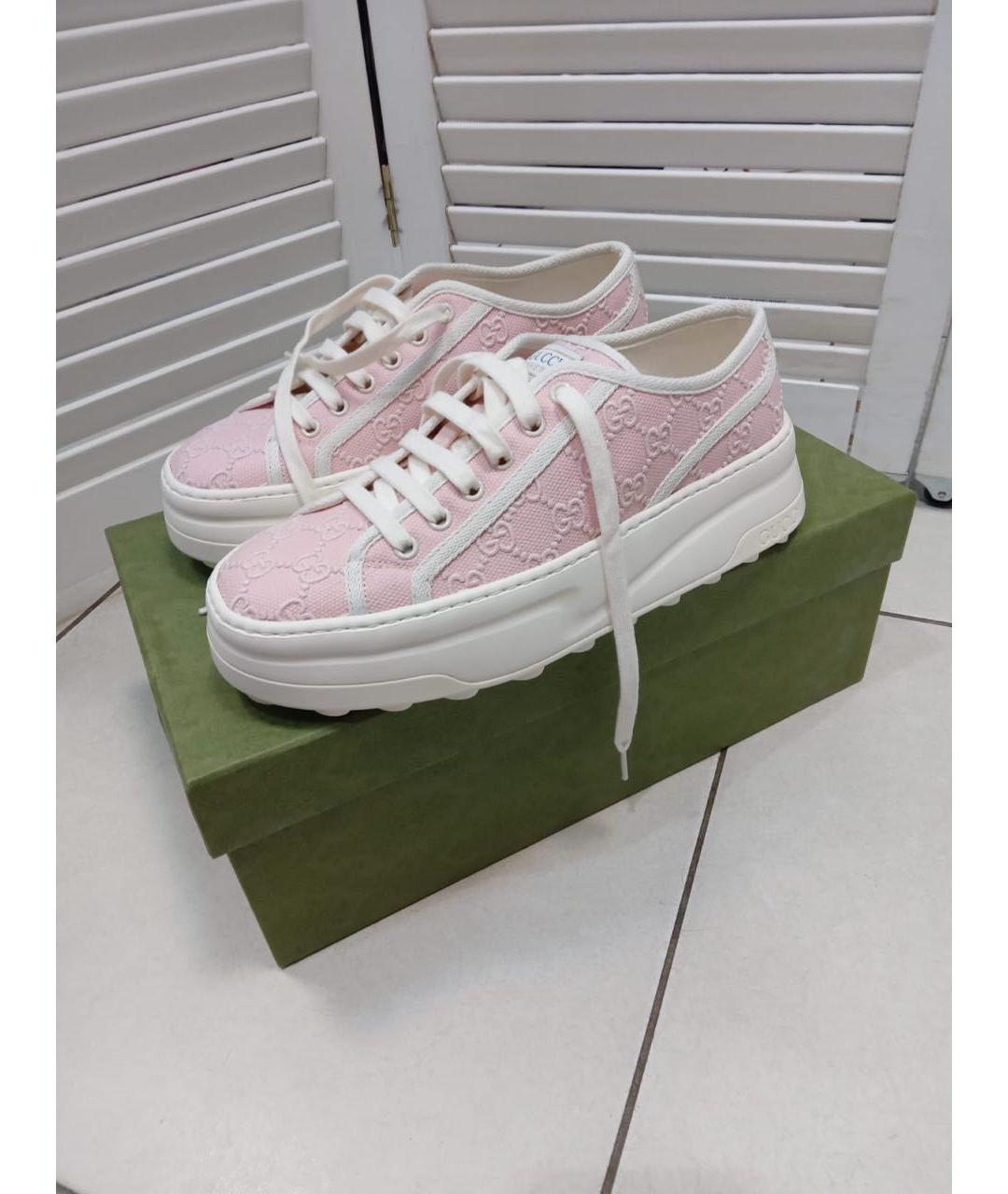 GUCCI Розовые текстильные кеды, фото 8