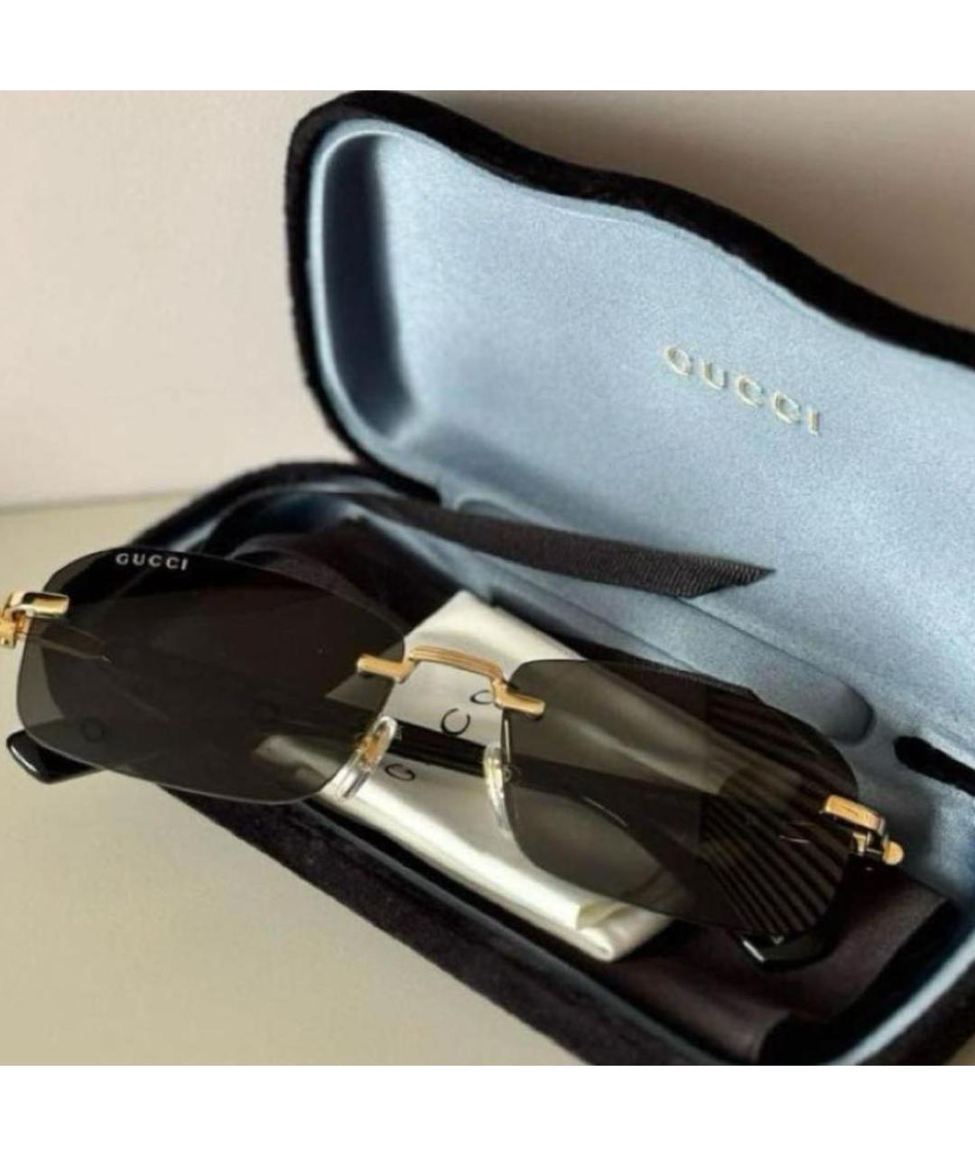 GUCCI Черные металлические солнцезащитные очки, фото 3