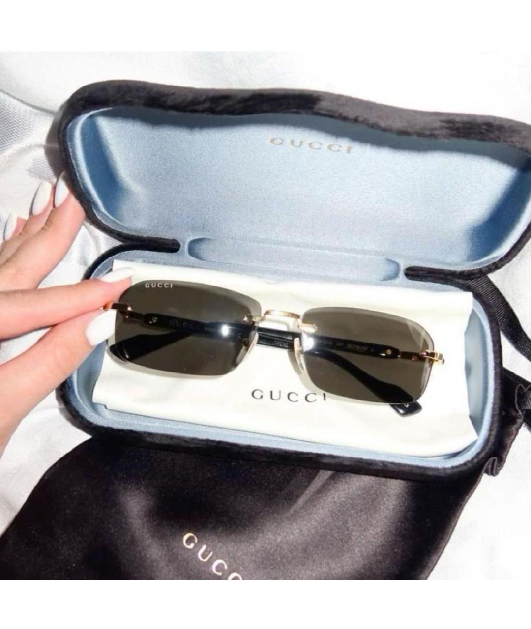 GUCCI Черные металлические солнцезащитные очки, фото 2
