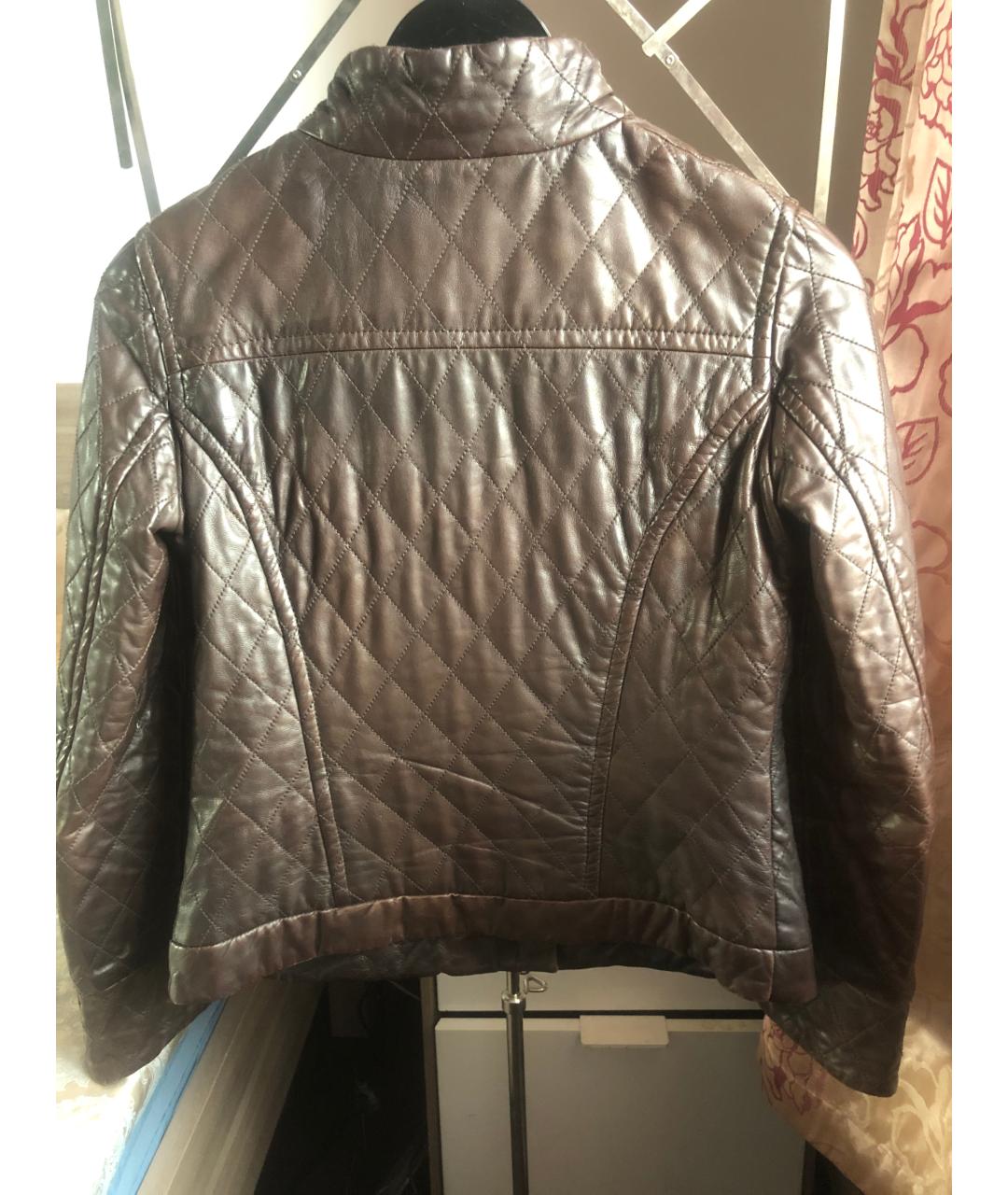 WEEKEND MAX MARA Коричневая кожаная куртка, фото 2