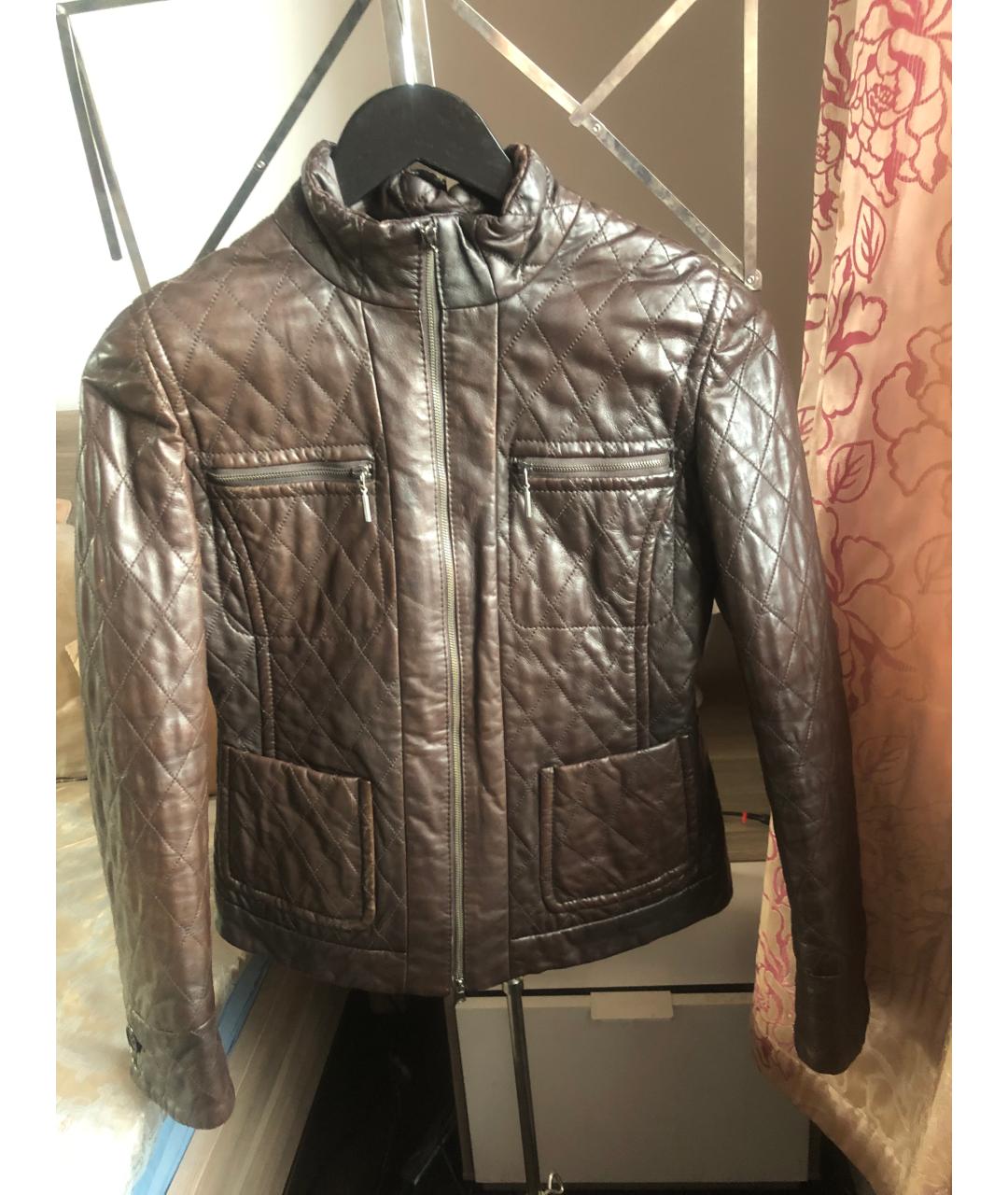 WEEKEND MAX MARA Коричневая кожаная куртка, фото 10