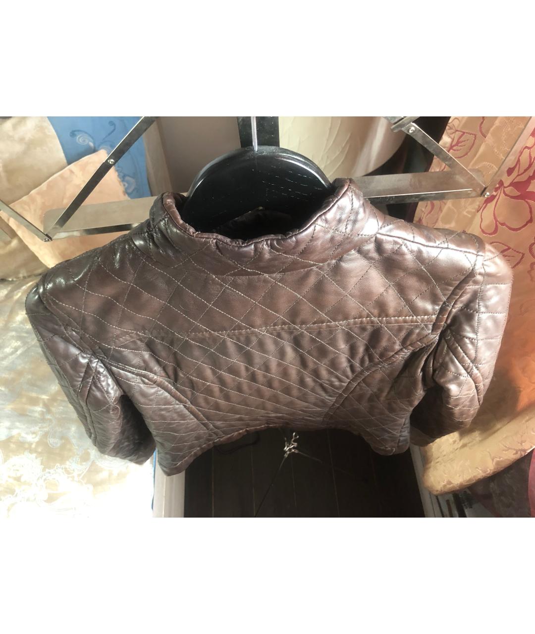 WEEKEND MAX MARA Коричневая кожаная куртка, фото 3