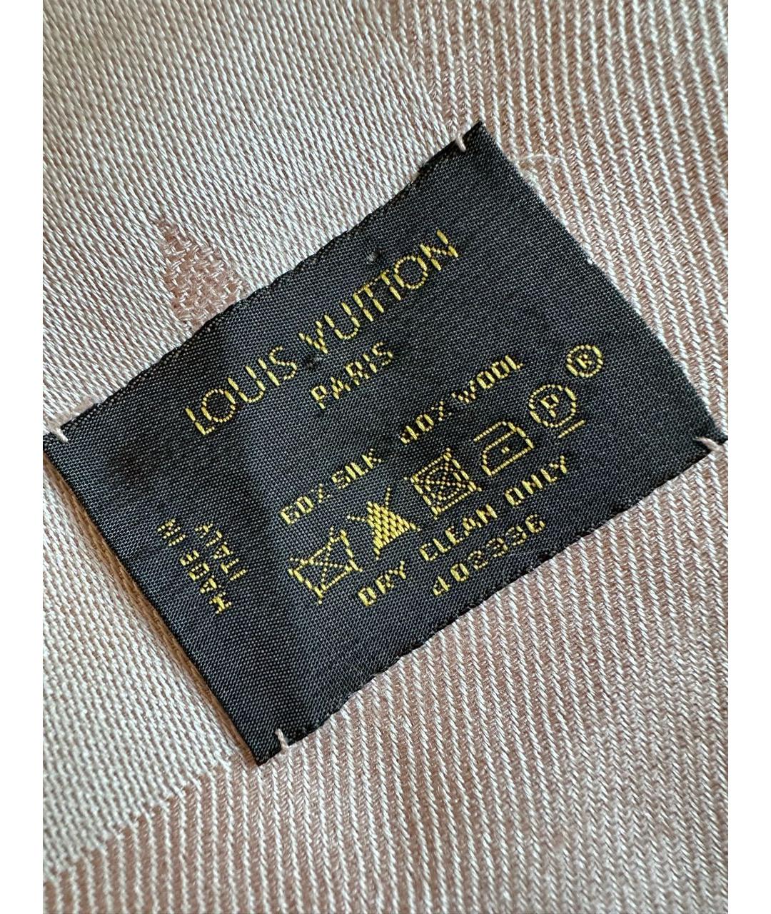 LOUIS VUITTON Розовый шерстяной шарф, фото 4