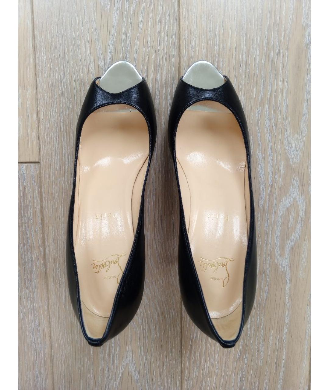 CHRISTIAN LOUBOUTIN Черные кожаные туфли, фото 3