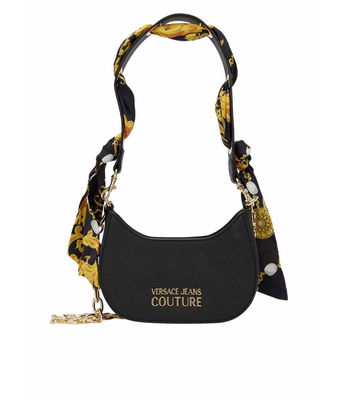 VERSACE JEANS COUTURE Черная кожаная сумка через плечо, фото 1