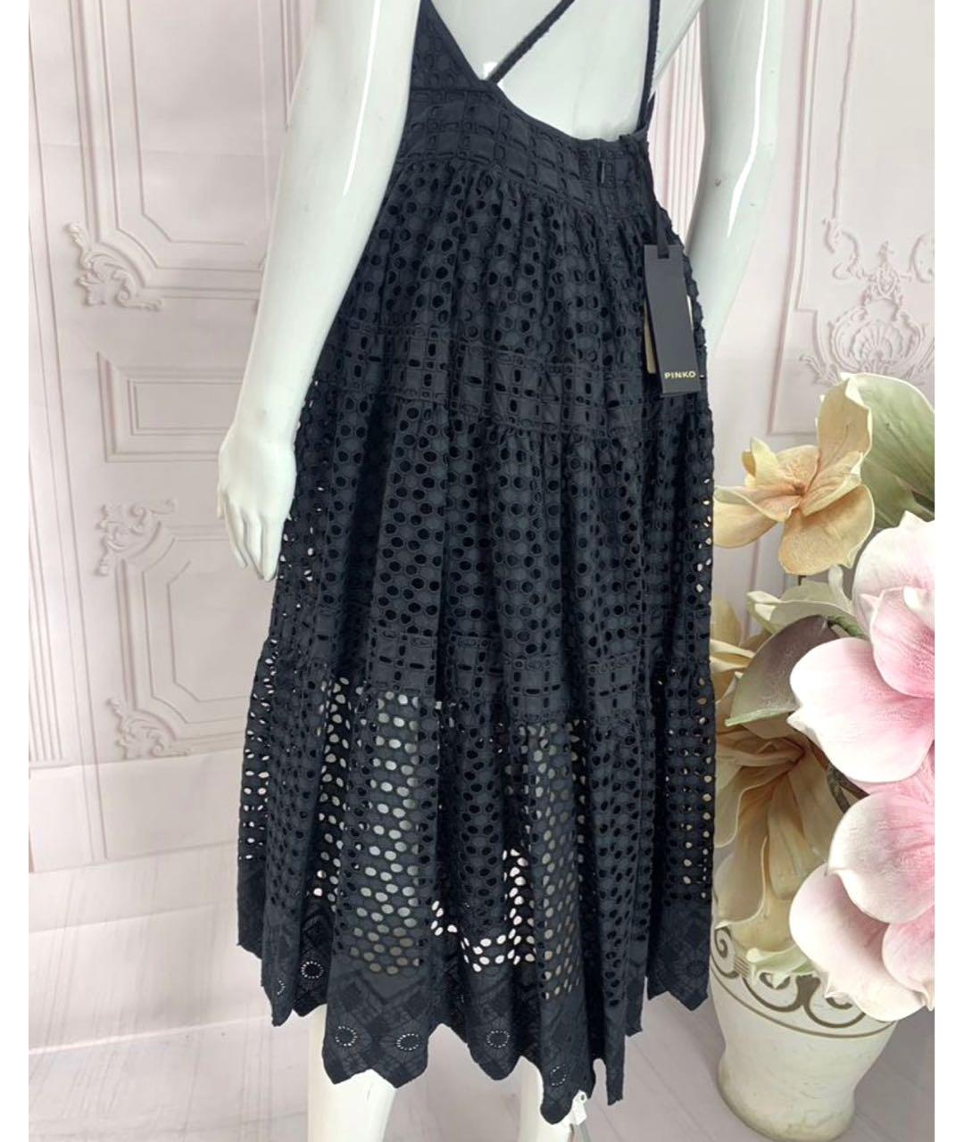 PINKO Черное хлопковое повседневное платье, фото 6