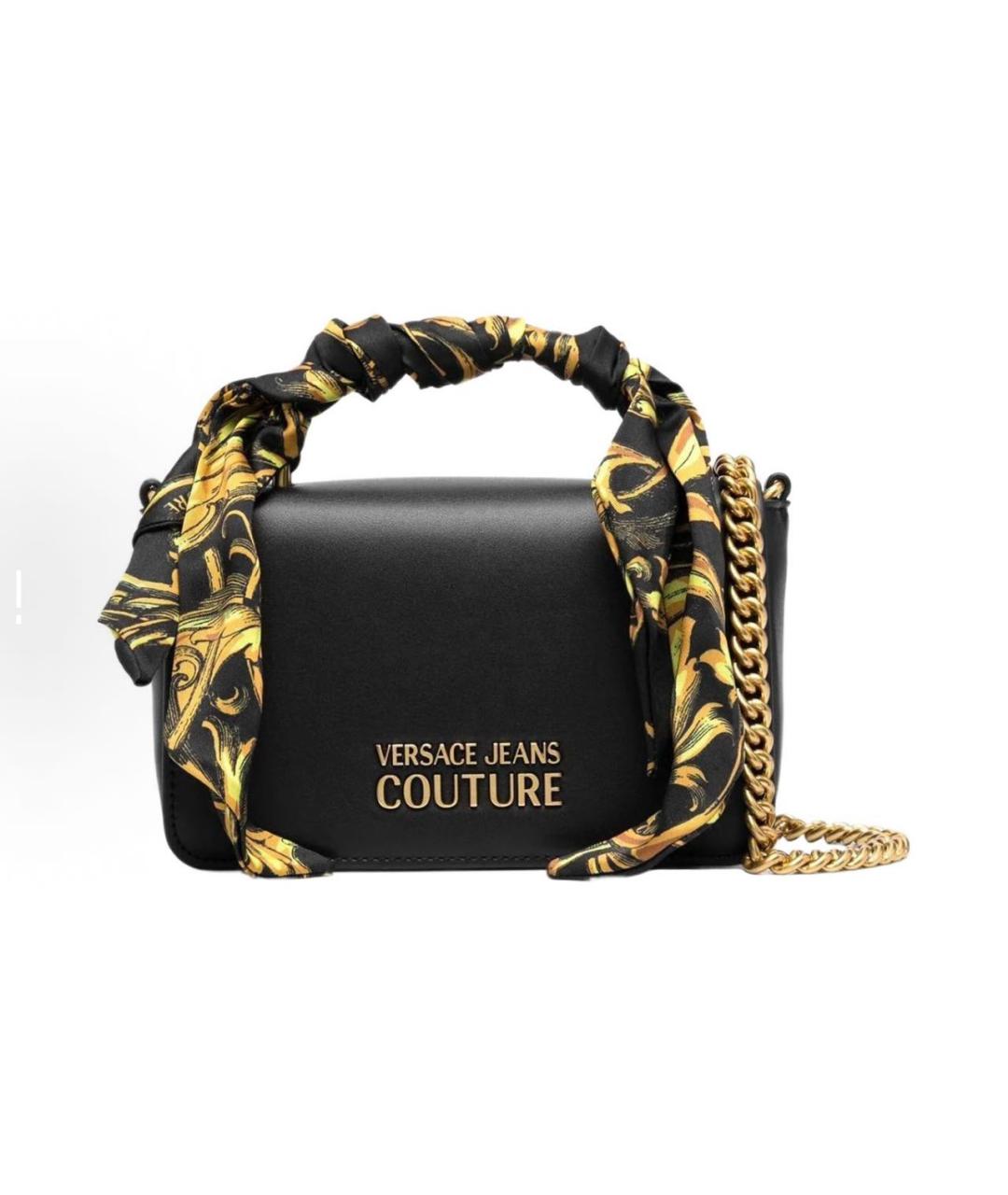 VERSACE JEANS COUTURE Черная кожаная сумка через плечо, фото 6