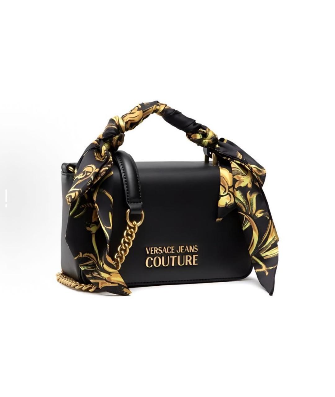 VERSACE JEANS COUTURE Черная кожаная сумка через плечо, фото 2