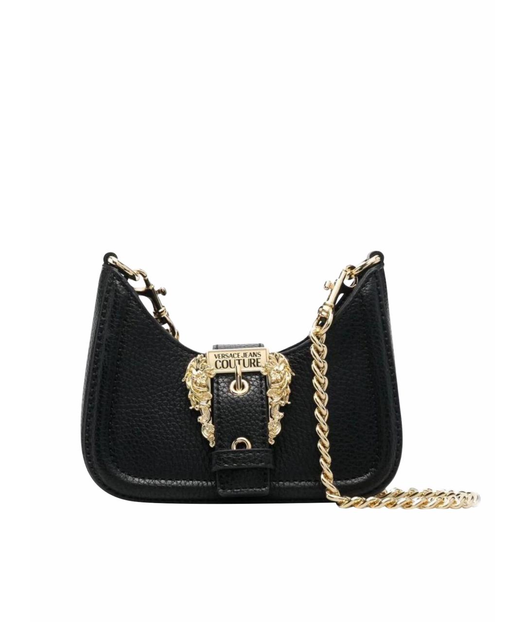 VERSACE JEANS COUTURE Черная кожаная сумка через плечо, фото 1