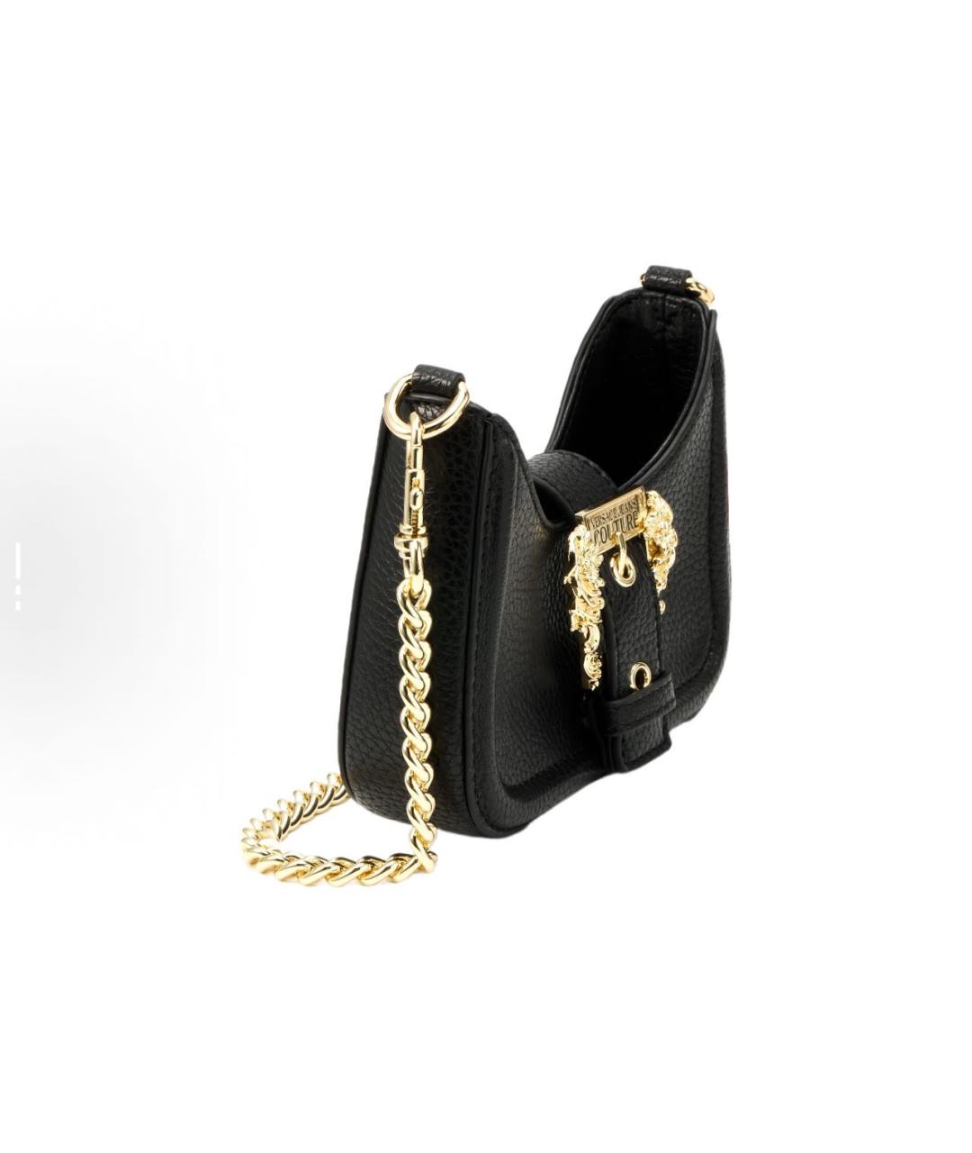 VERSACE JEANS COUTURE Черная кожаная сумка через плечо, фото 2