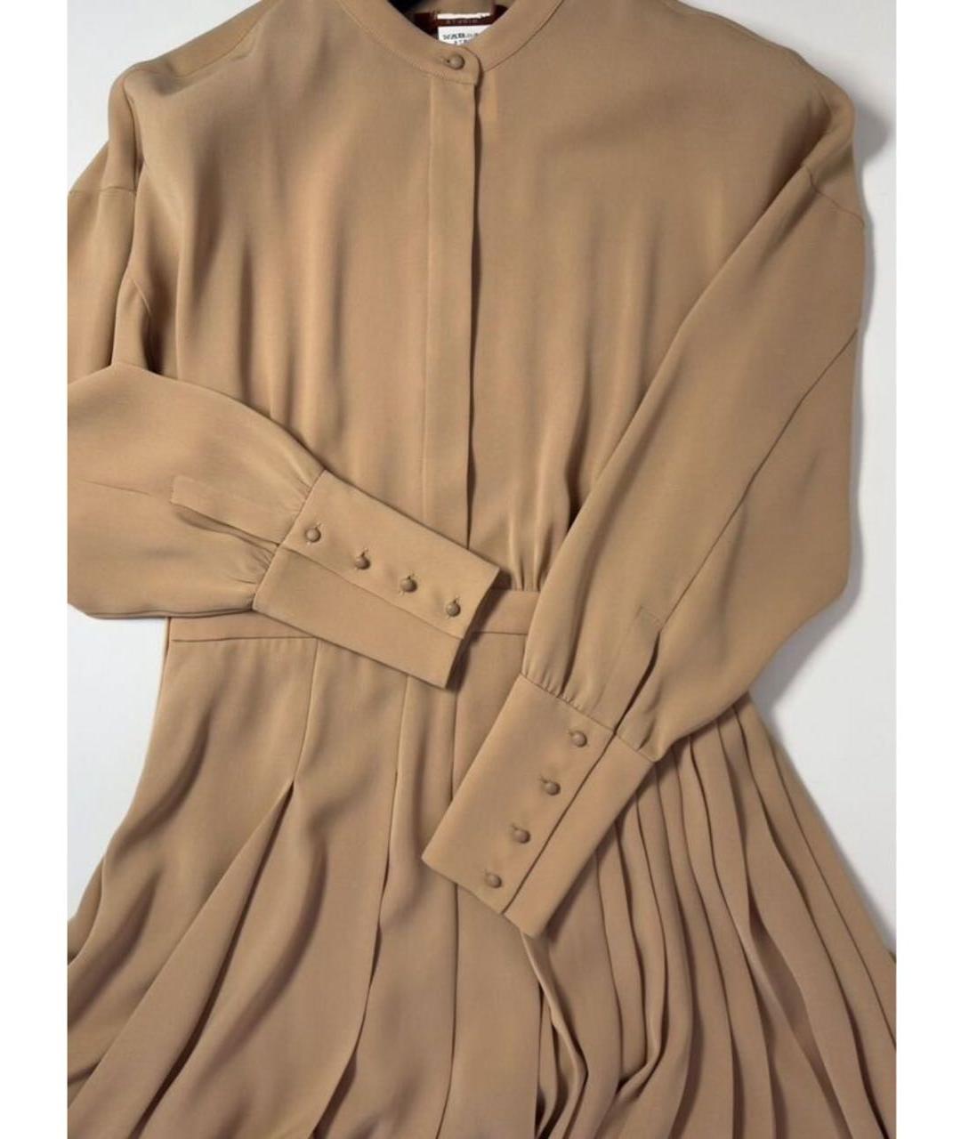 MAX MARA STUDIO Бежевое ацетатное повседневное платье, фото 4