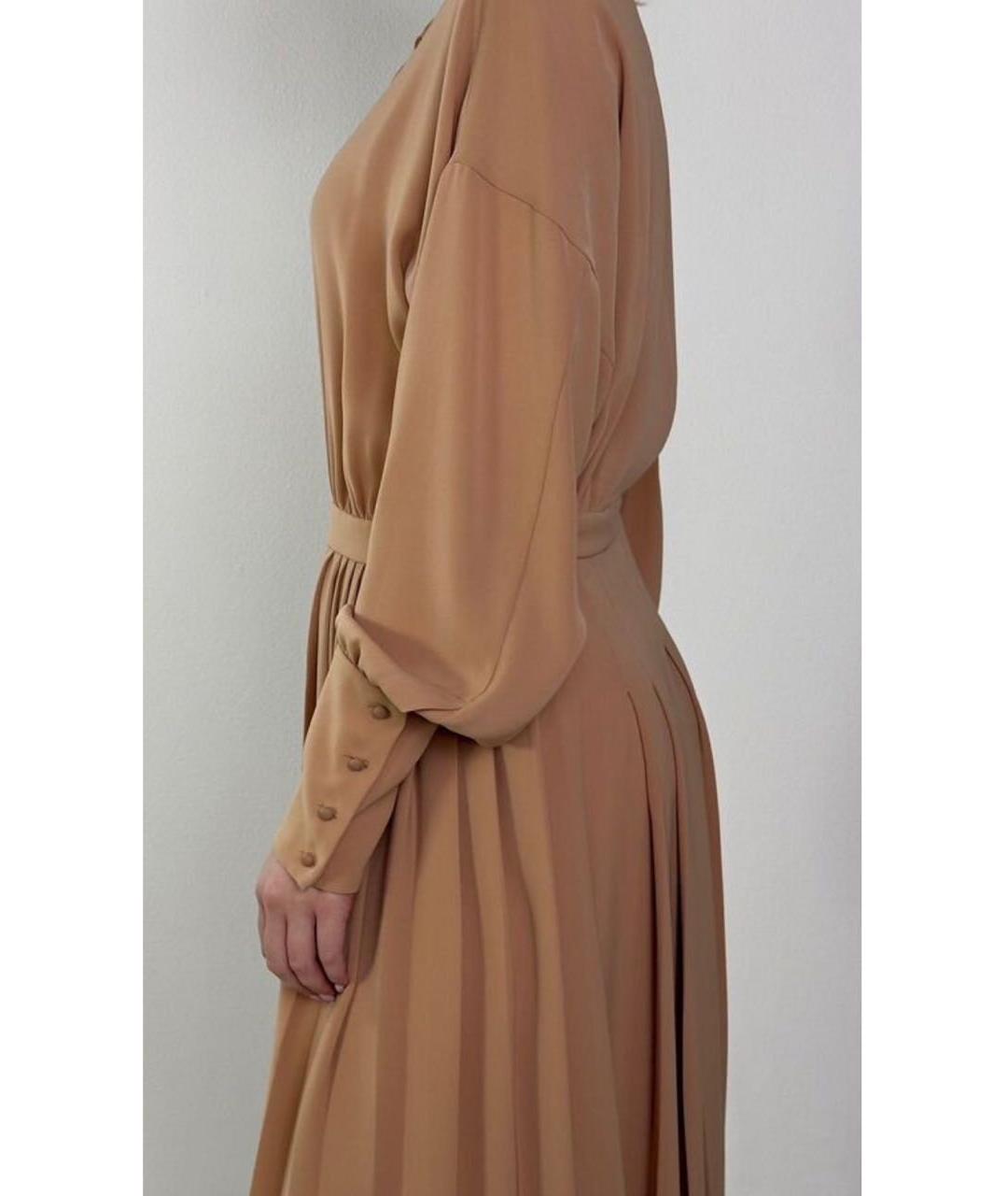 MAX MARA STUDIO Бежевое ацетатное повседневное платье, фото 6