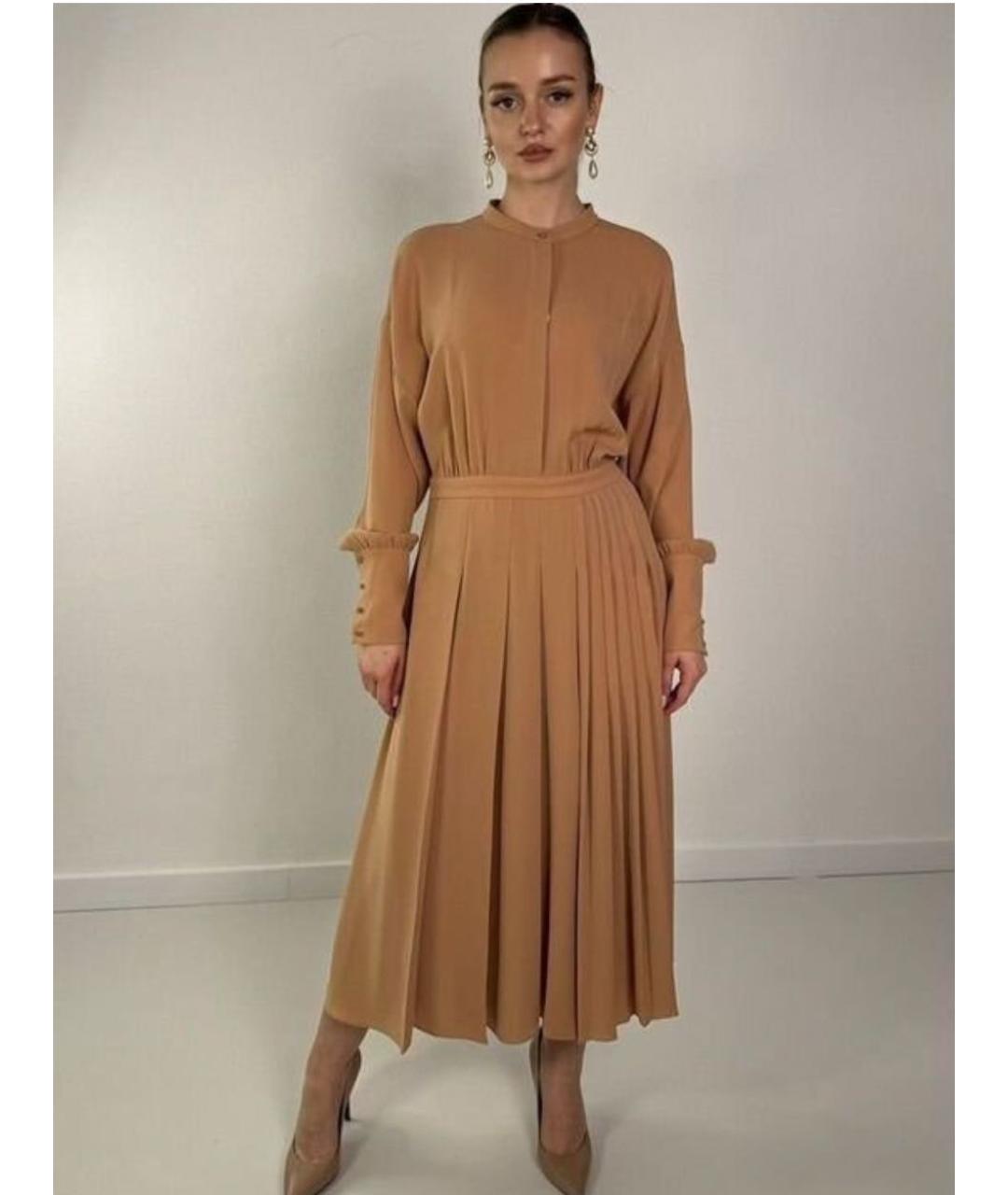 MAX MARA STUDIO Бежевое ацетатное повседневное платье, фото 8