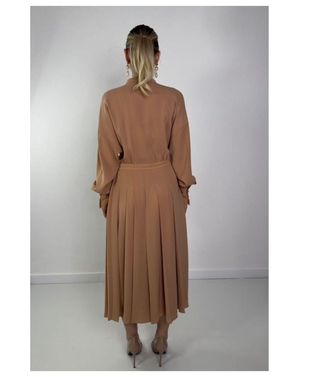 MAX MARA STUDIO Бежевое ацетатное повседневное платье, фото 2