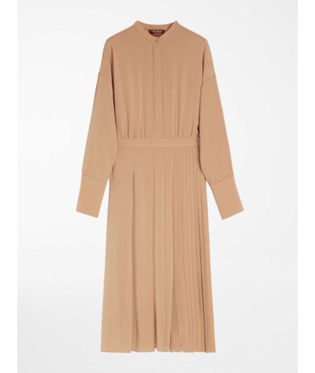 MAX MARA STUDIO Бежевое ацетатное повседневное платье, фото 9