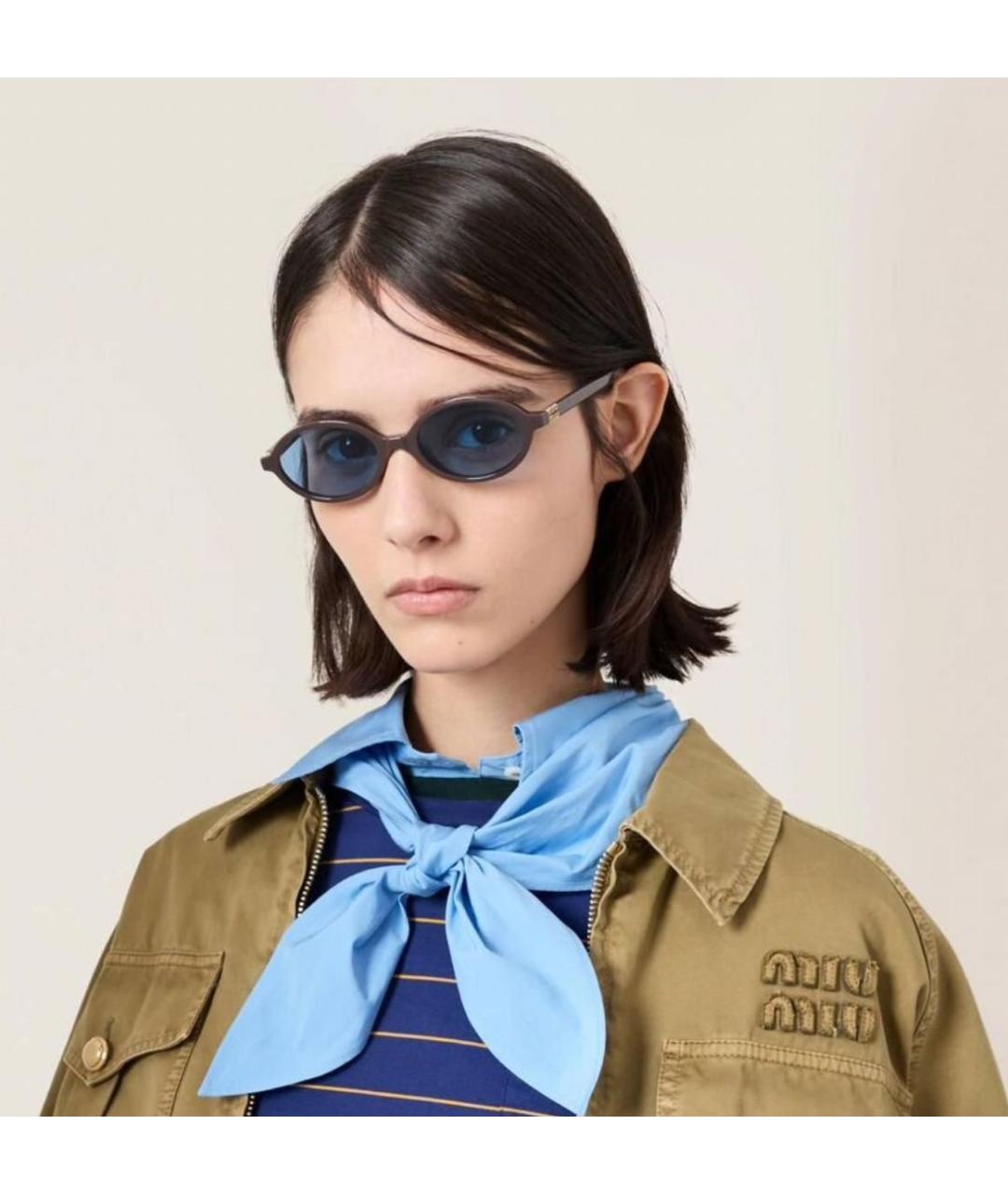MIU MIU Коричневые пластиковые солнцезащитные очки, фото 3