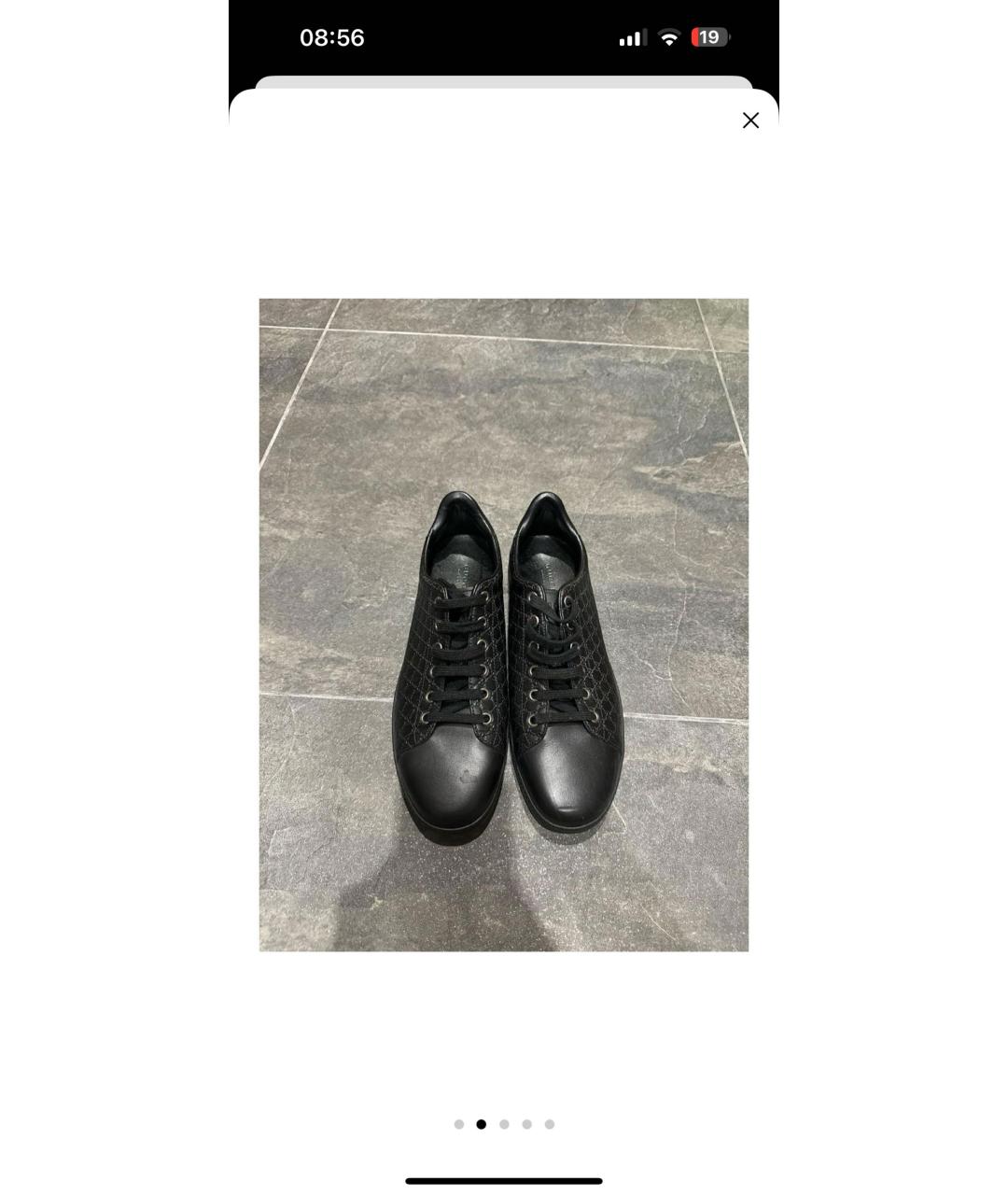 GUCCI Черные кожаные кеды, фото 5