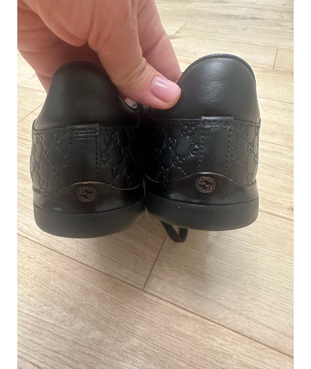 GUCCI Черные кожаные кеды, фото 4