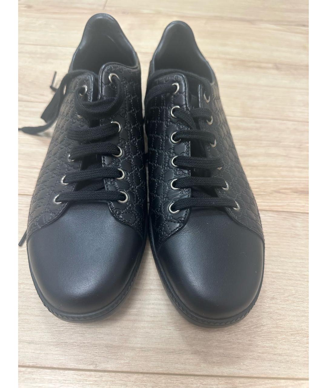 GUCCI Черные кожаные кеды, фото 2