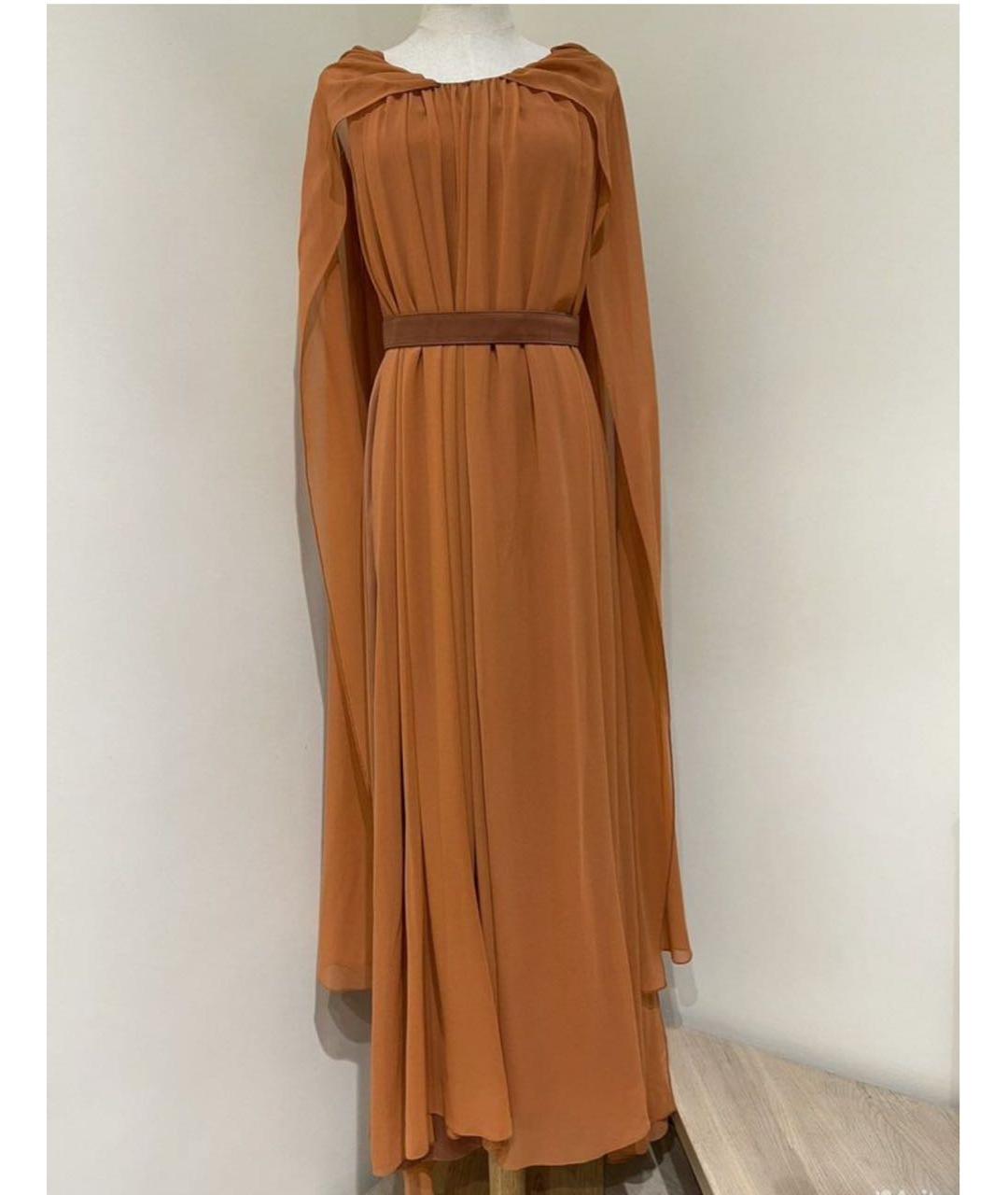 MAX MARA Оранжевое шелковое вечернее платье, фото 8