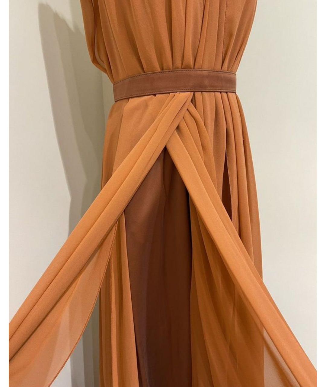 MAX MARA Оранжевое шелковое вечернее платье, фото 5