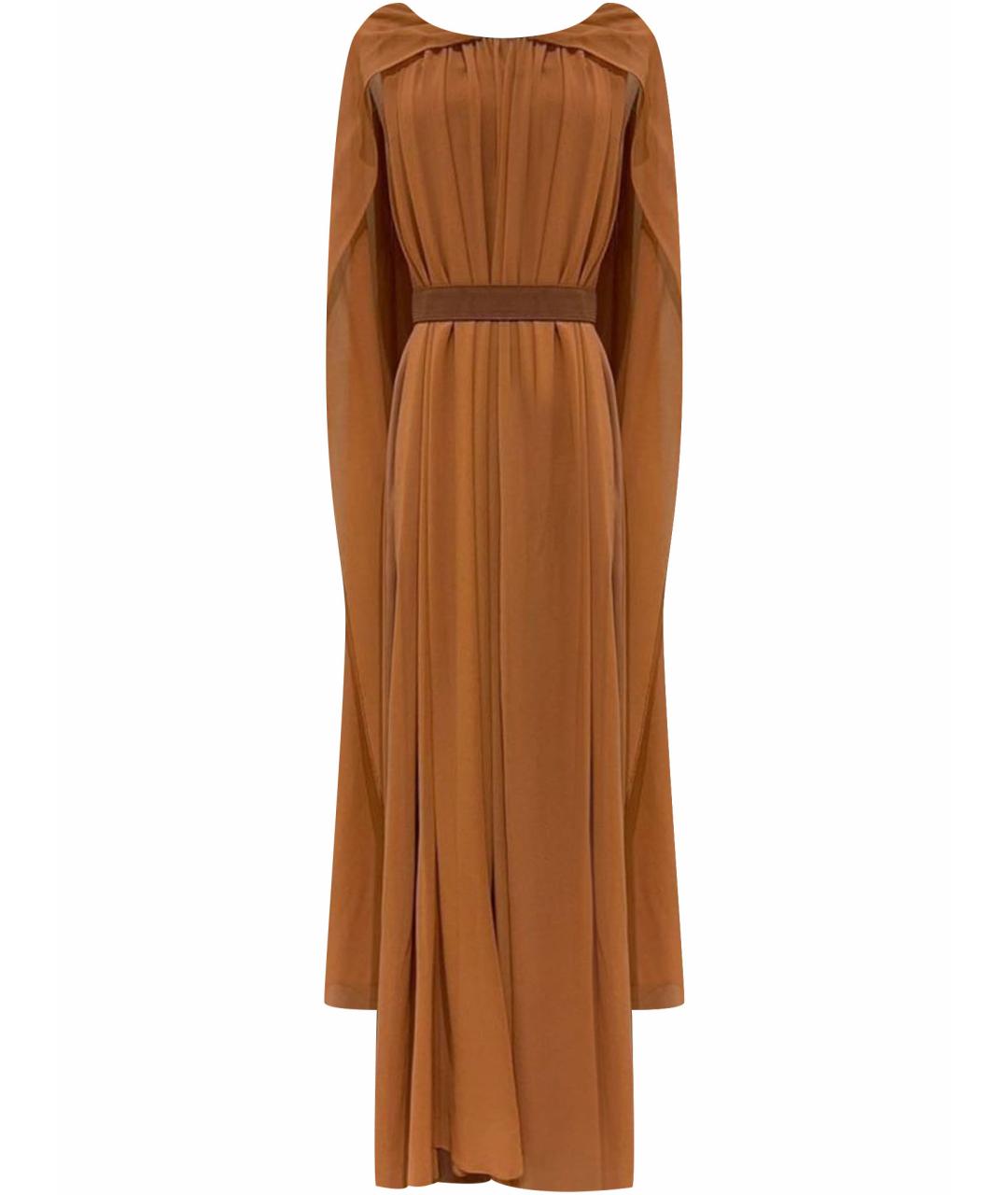 MAX MARA Оранжевое шелковое вечернее платье, фото 1