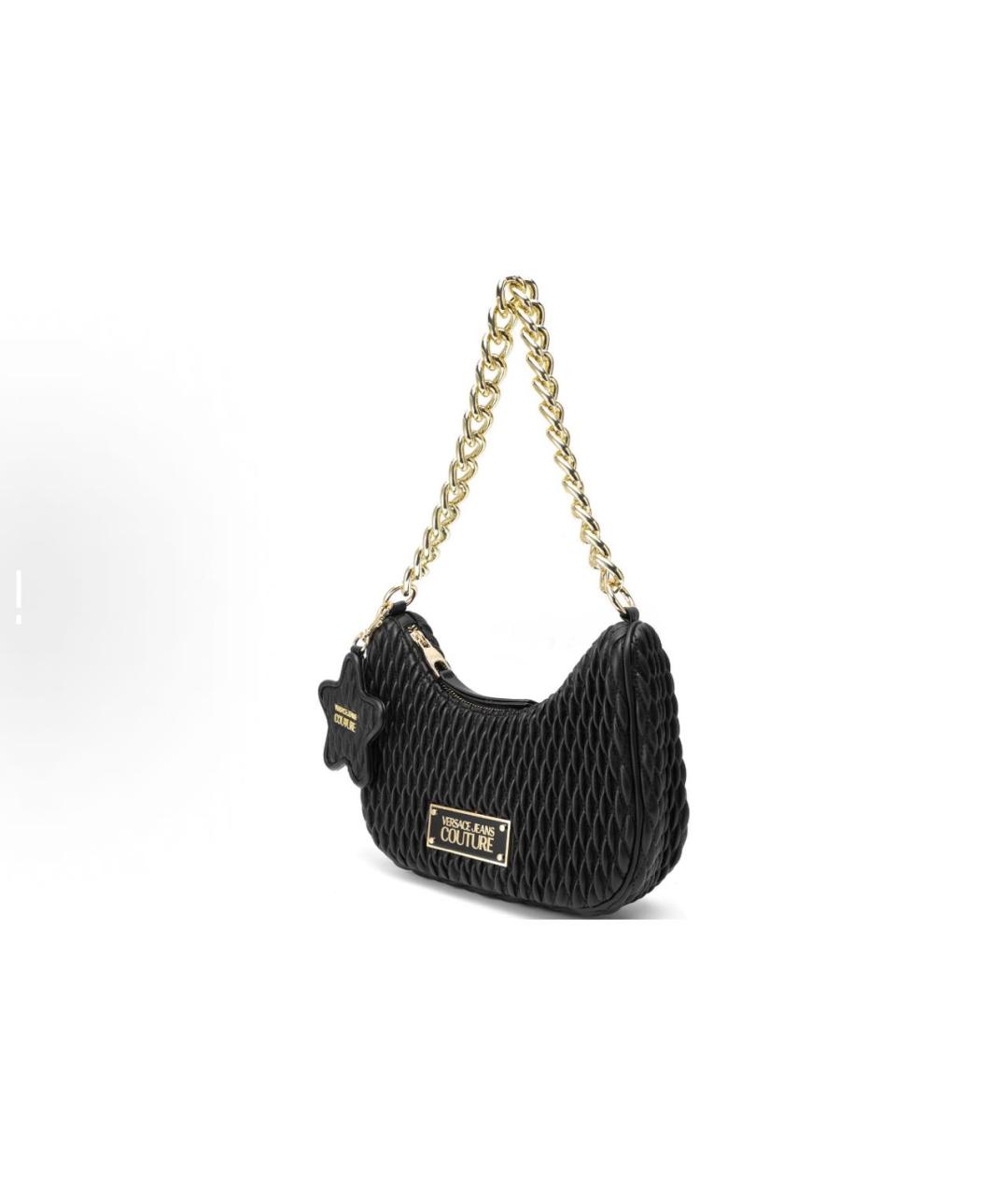 VERSACE JEANS COUTURE Черная кожаная сумка с короткими ручками, фото 2