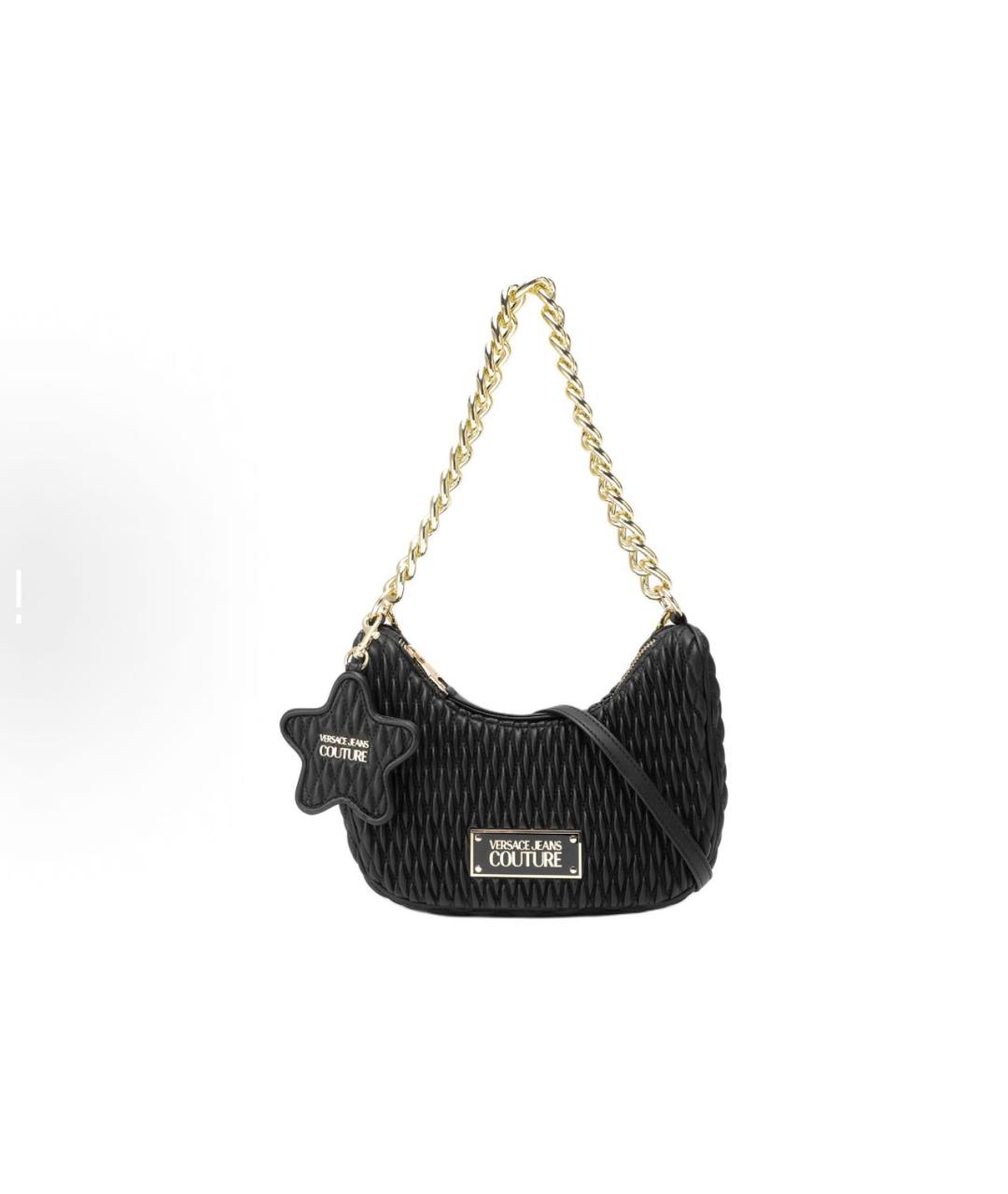 VERSACE JEANS COUTURE Черная кожаная сумка с короткими ручками, фото 6