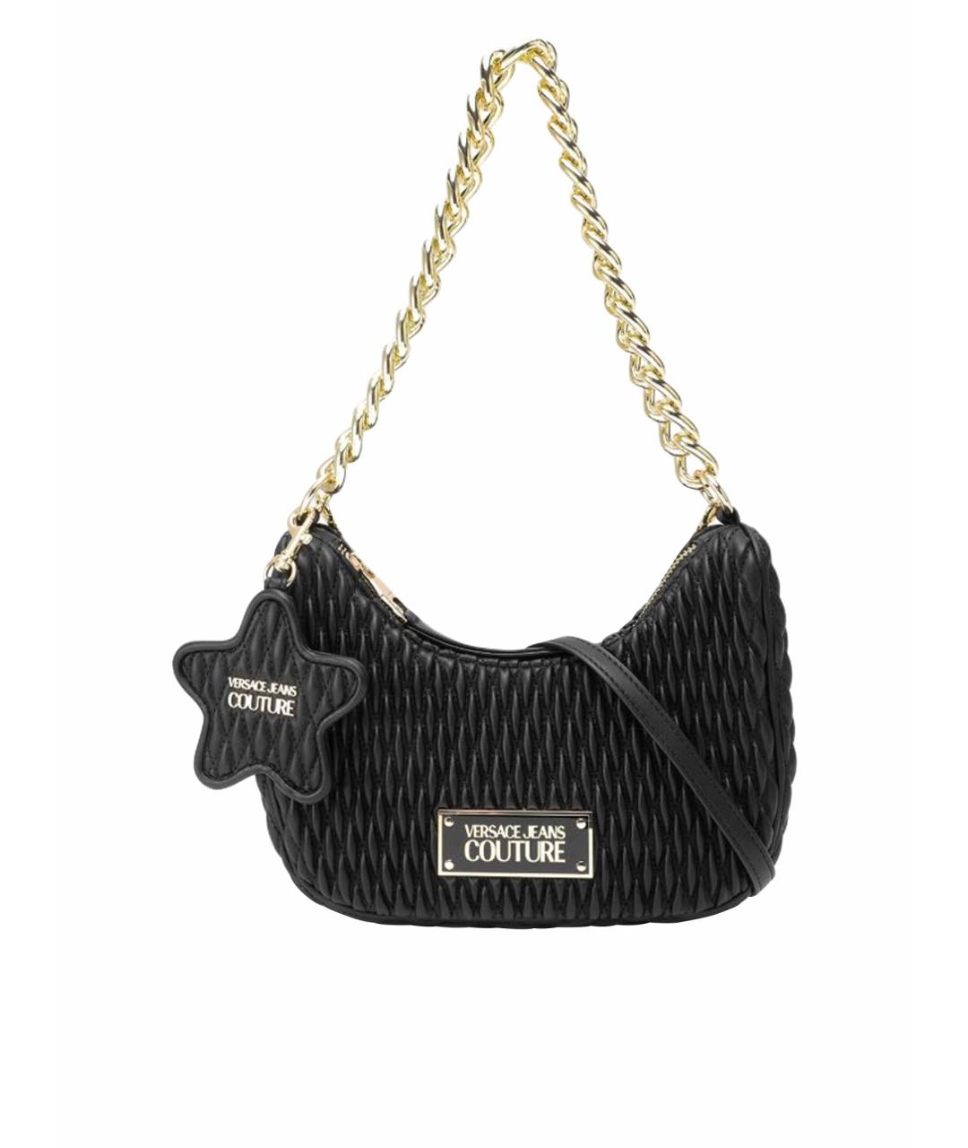 VERSACE JEANS COUTURE Черная кожаная сумка с короткими ручками, фото 1