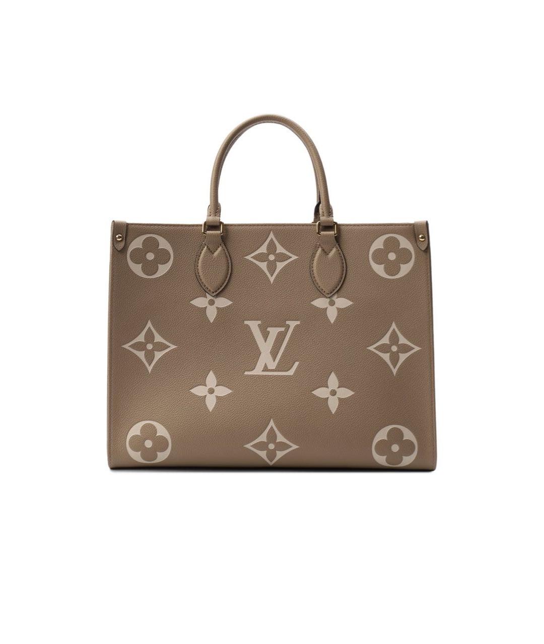 LOUIS VUITTON Бежевая кожаная сумка с короткими ручками, фото 3