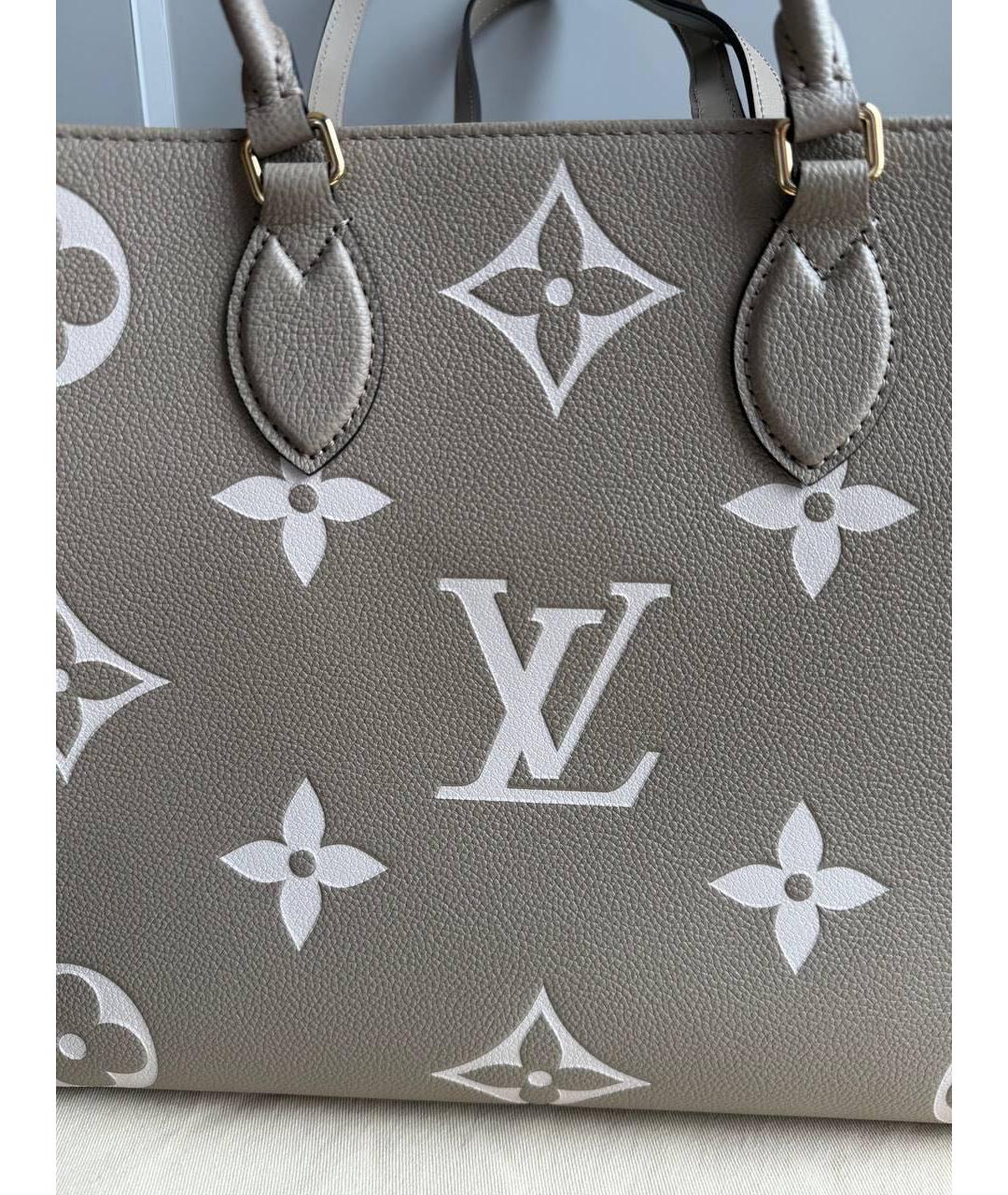 LOUIS VUITTON Бежевая кожаная сумка с короткими ручками, фото 7