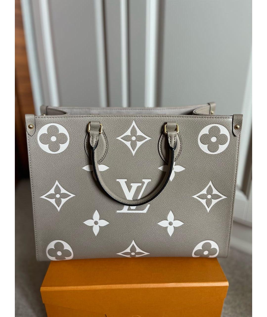LOUIS VUITTON Бежевая кожаная сумка с короткими ручками, фото 3