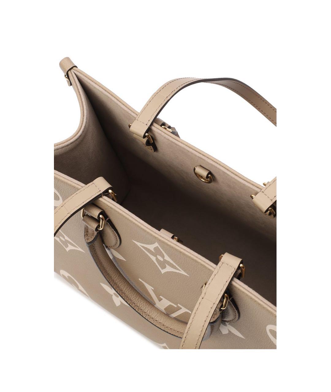 LOUIS VUITTON Бежевая кожаная сумка с короткими ручками, фото 4