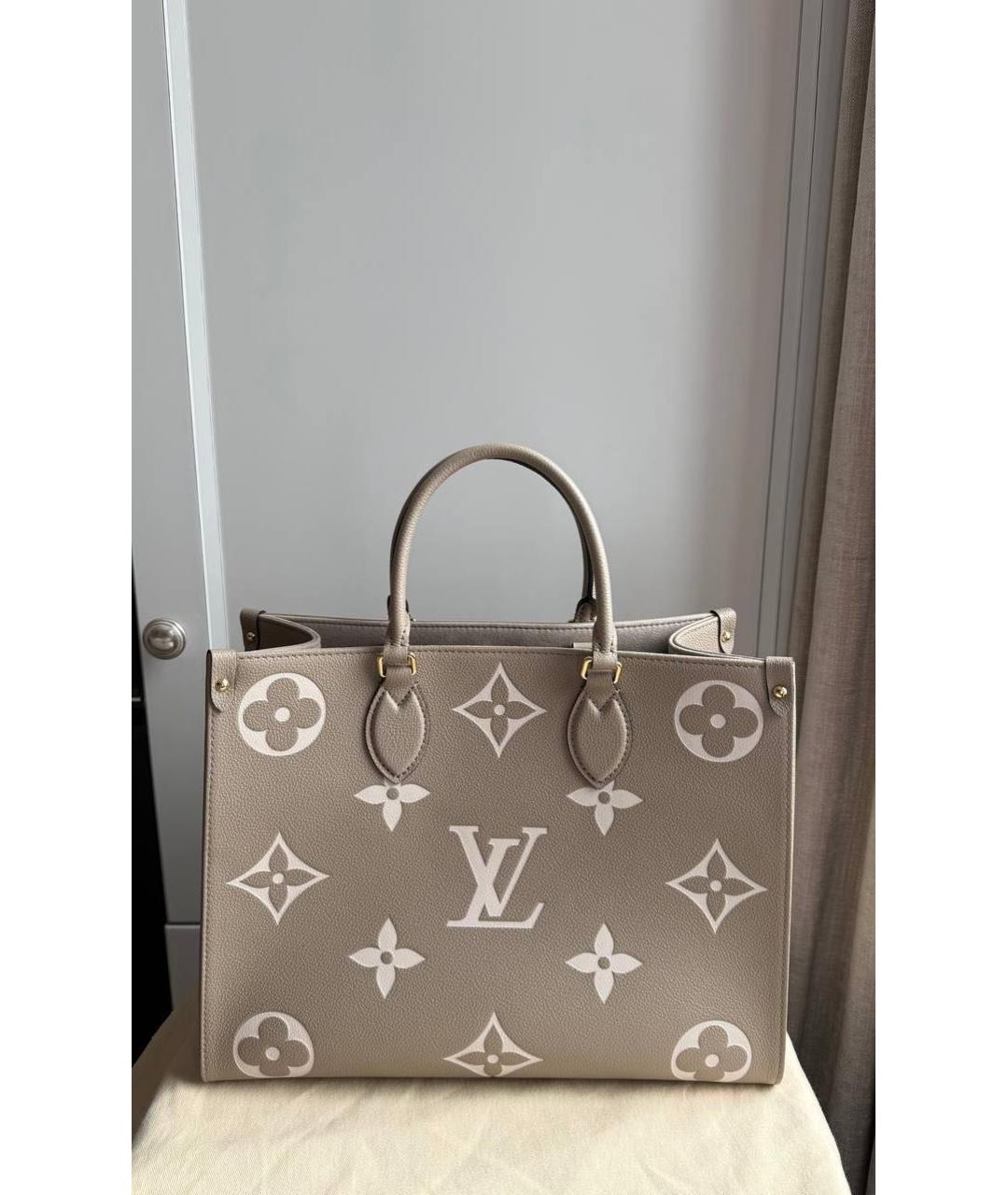 LOUIS VUITTON Бежевая кожаная сумка с короткими ручками, фото 8