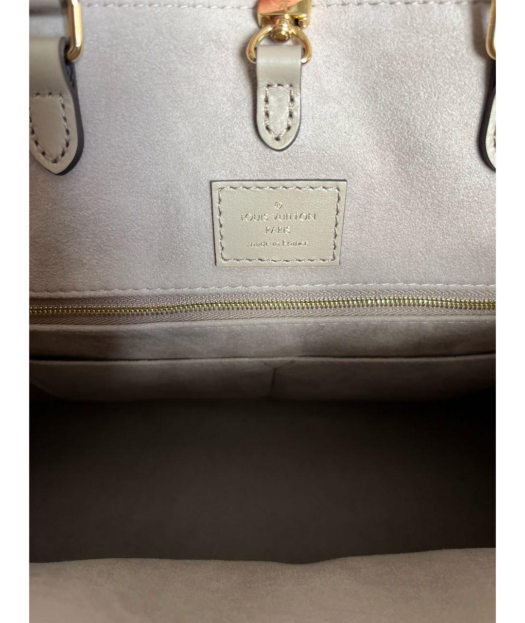 LOUIS VUITTON Бежевая кожаная сумка с короткими ручками, фото 6