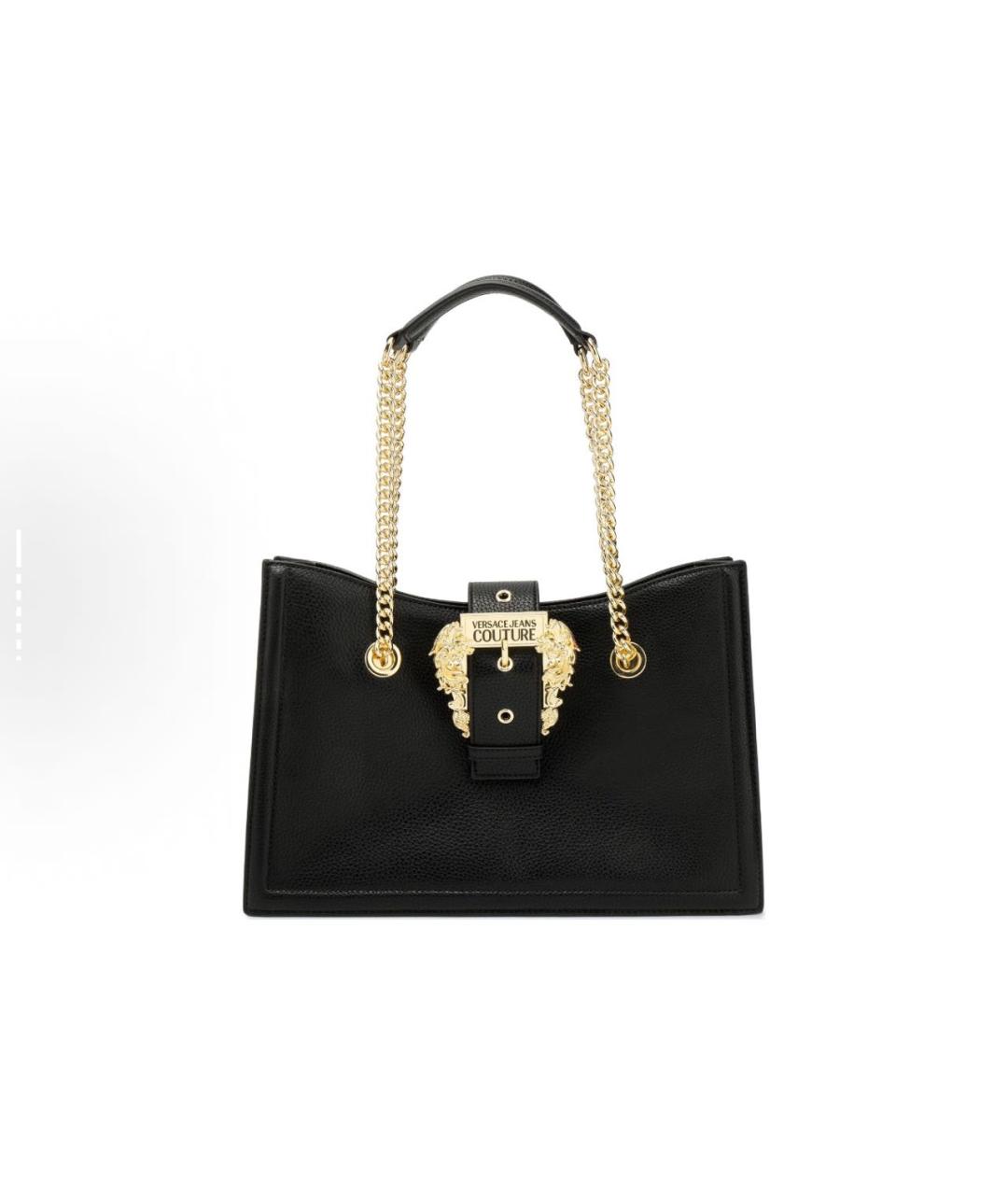 VERSACE JEANS COUTURE Черная кожаная сумка с короткими ручками, фото 6