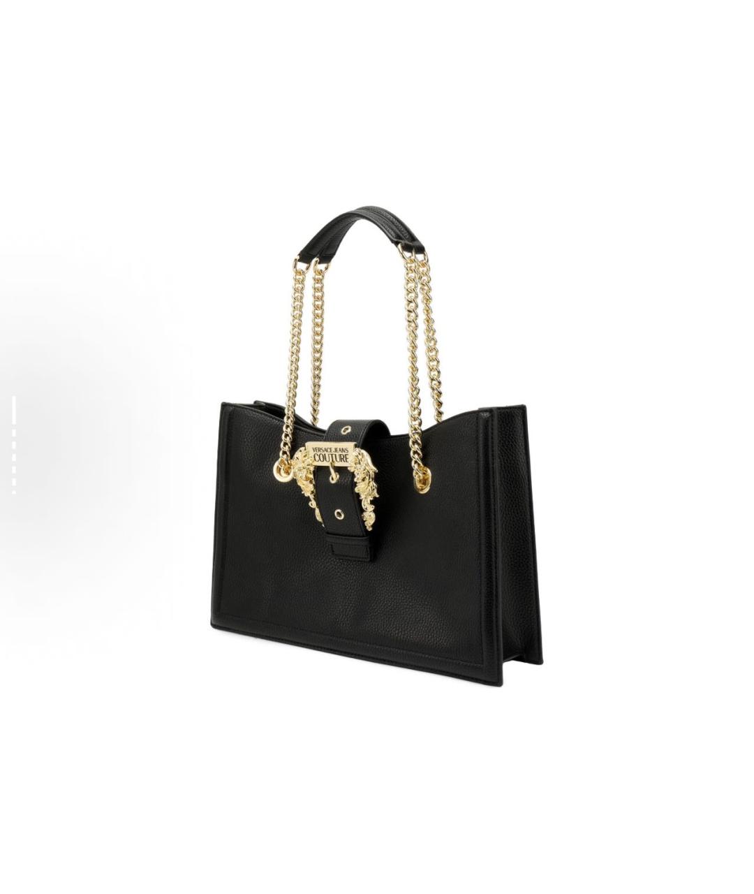 VERSACE JEANS COUTURE Черная кожаная сумка с короткими ручками, фото 2