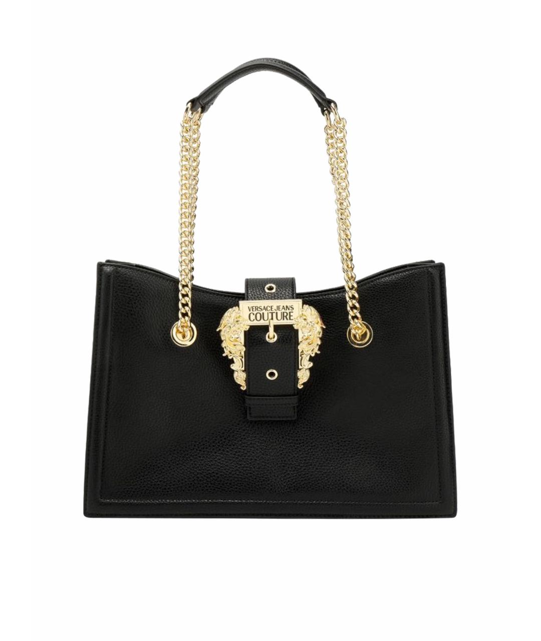 VERSACE JEANS COUTURE Черная кожаная сумка с короткими ручками, фото 1