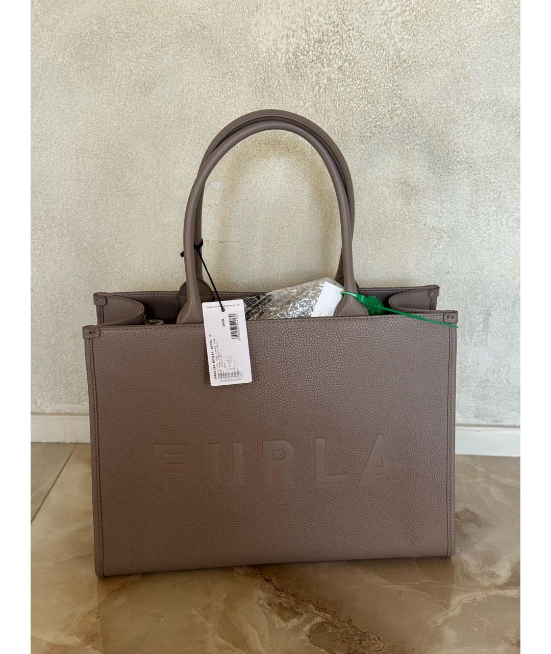 FURLA Коричневая кожаная сумка тоут, фото 7