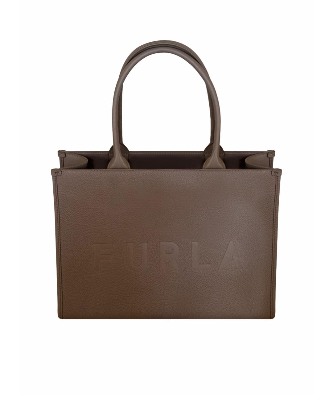 FURLA Коричневая кожаная сумка тоут, фото 1