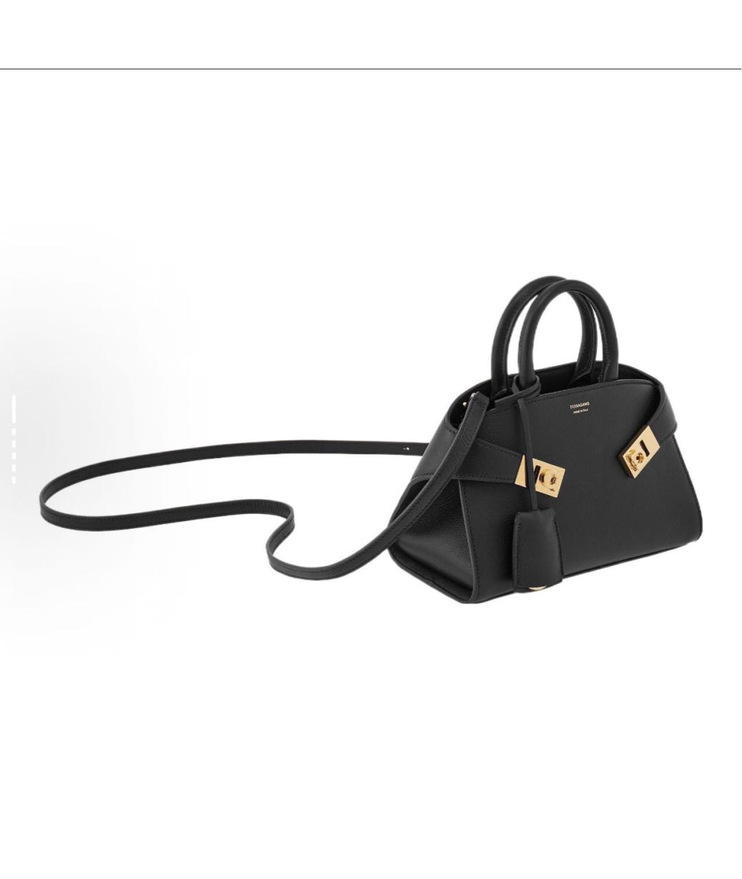 FERRAGAMO Черная кожаная сумка тоут, фото 2