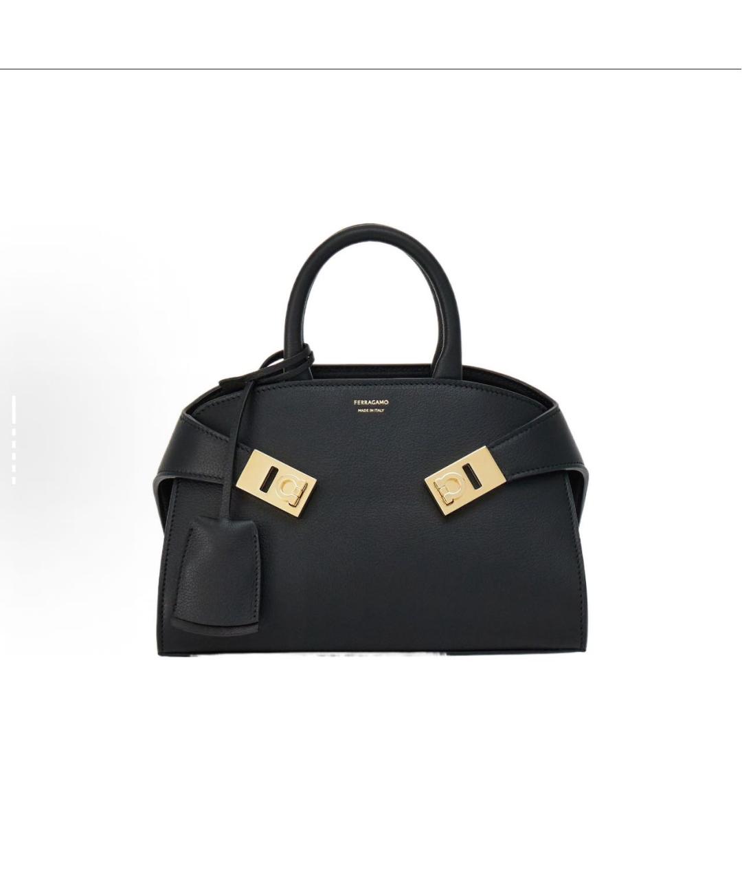 FERRAGAMO Черная кожаная сумка тоут, фото 6