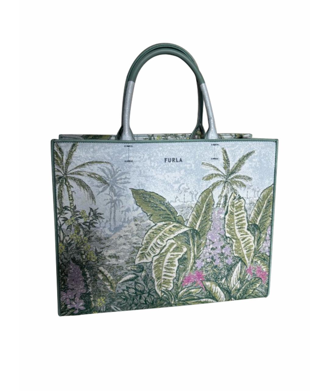 FURLA Бирюзовая жаккардовая пляжная сумка, фото 1
