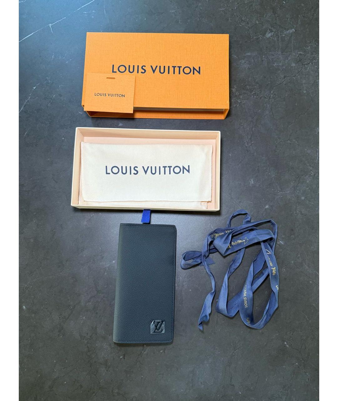 LOUIS VUITTON Черный кожаный кошелек, фото 7